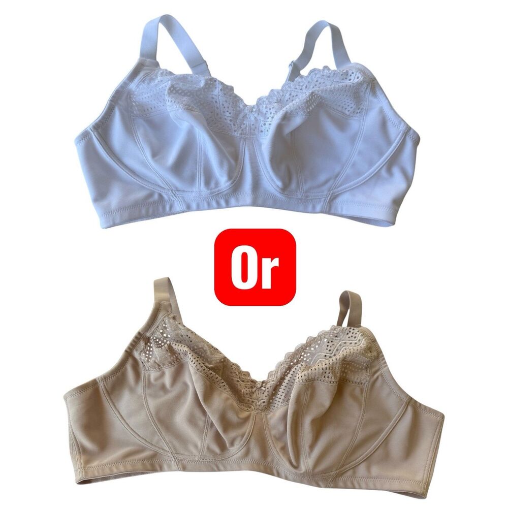 Glamorise Front Closure T-Back Wonderwire Bra White 42C Beige 48C Wireless New